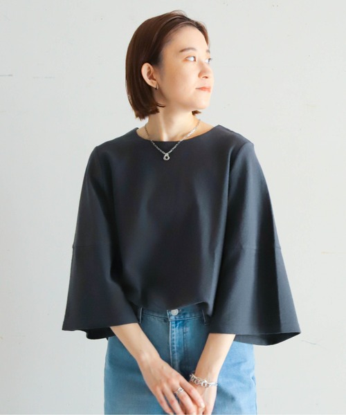 tシャツ ブロックインレー　ボリュームスリーブP/O レディース