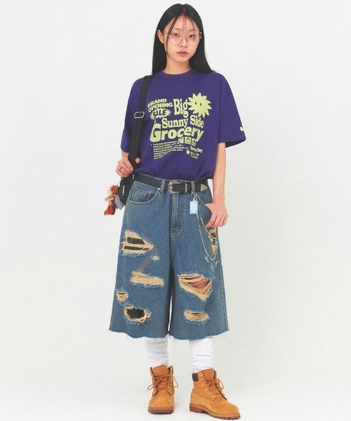 tシャツ A'GEM/9 × .kom「MAIN BOOTH/メインブース」 Sunny Side T-shirt/サニーサイド Tシャツ レディース MAINBOOTH tシャツ A'GEM/9 × .kom「MAIN BOOTH/メインブース
