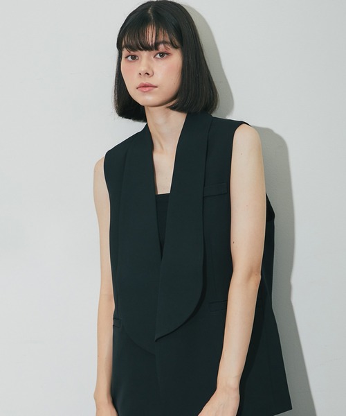 タグ付き 新品」ジレ スマイルオーキッド ロングベスト 前面