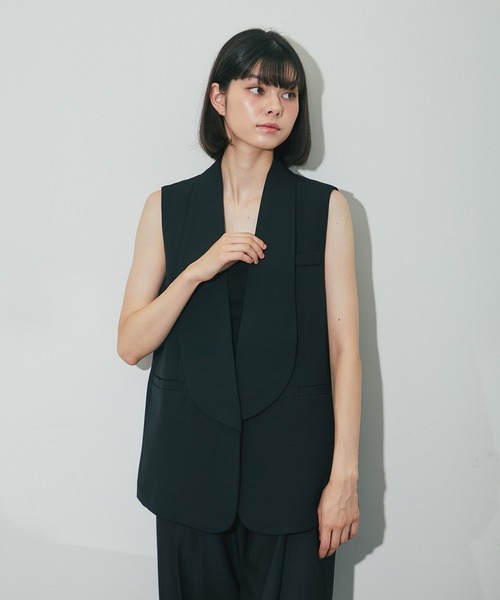 完売品【ザラ】綺麗め 襟付き テーラード ベスト ジレ ビジネス M 茶×黒 ZARA - 完売品【ザラ】綺麗め 襟付き テーラード ベスト ジレ