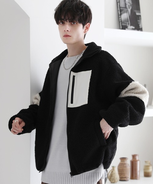 コート ジャケット 「23AW」ビッグシルエットシープボア袖ライン