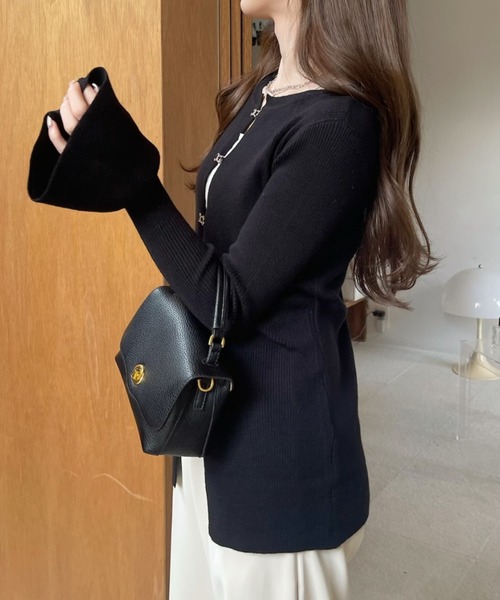 Ada. カーディガン ホック開き フレアスリーブ カーディガン ニット