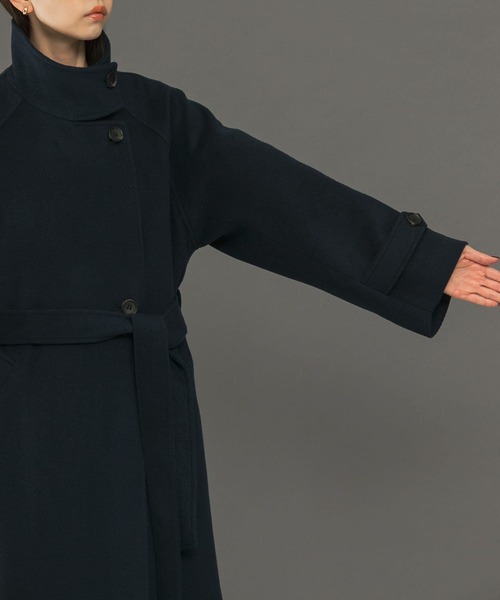 コート アウター 2WAYスタンドカラーロングコート レディース