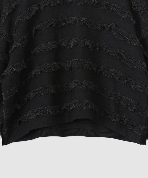 ニット セーター フリルボーダーニットショートプルオーバー レディース ROPE' ニット セーター フリルボーダーニットショートプル