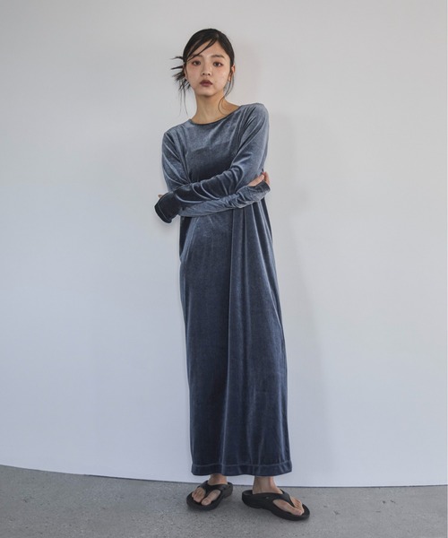 売れ筋がひ新作！ feepur ワンピース 「TALL/2Tサイズあり」ベロアロング ワンピース