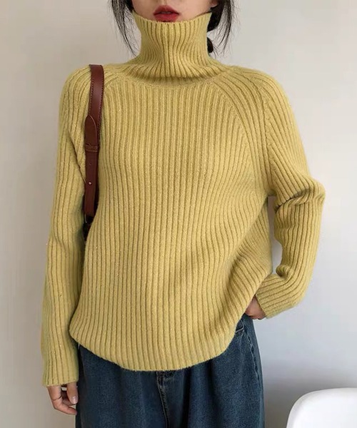 「VitaFelice」 「aroco」タートルネックニット FREE サックスブルー レディース_画像3