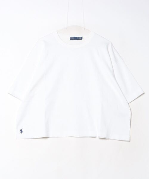 tシャツ コットン ジャージー クロップド クルーネック Tシャツ レディースの画像