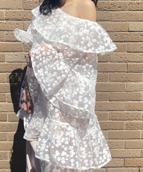 チュニック HONEY MI HONEY organdy dobby tunic HONEY MI HONEY（ハニーミーハニー） チュニック flower organdie