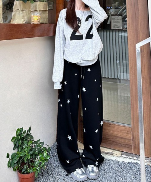 WEGO（ウィゴー） ワイドパンツ スウェットパンツ ジャージ WEGO/星柄