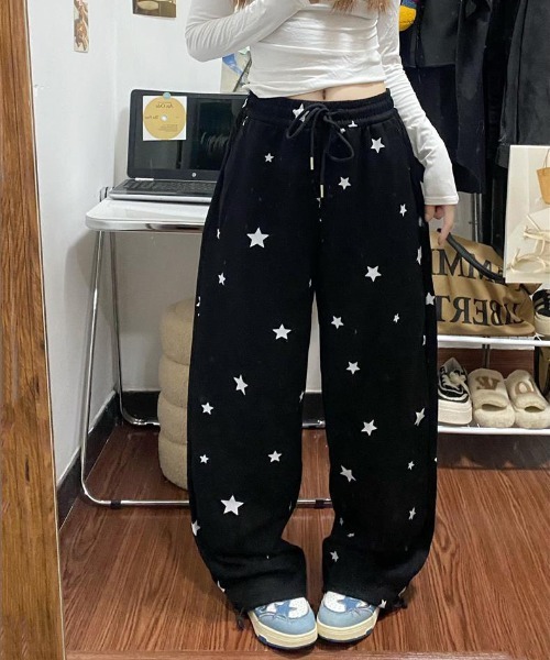 WEGO（ウィゴー） ワイドパンツ スウェットパンツ ジャージ WEGO/星柄