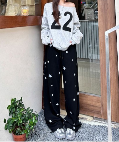 plateau_studio x Randy 星柄スウェットパンツ WEGO（ウィゴー） スウェットパンツ ジャージ WEGO/星柄ルーズ