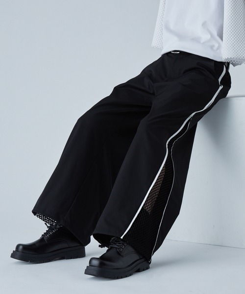 VELNUS パンツ 「VELNUS」Side zip bicolor design mesh loose nylon