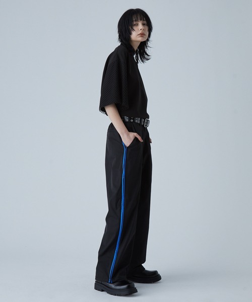 VELNUS ワイドパンツ パンツ 「VELNUS」Side zip bicolor design mesh