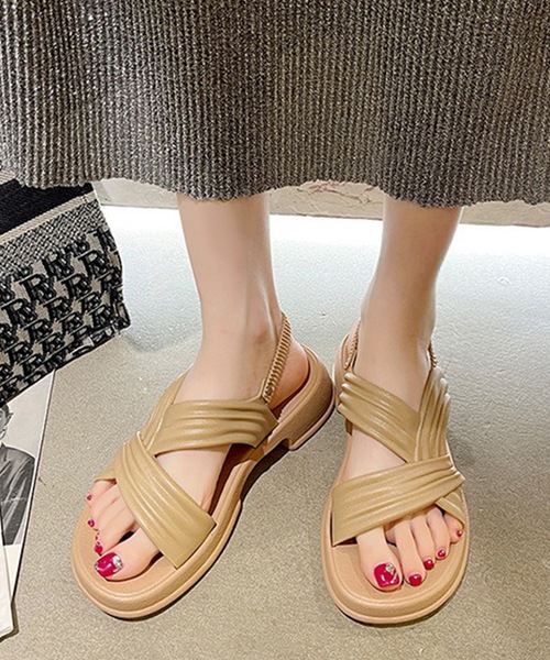 ◉未使用◉le♡babe レバーべ ラメ バックストラップサンダル Lace Ladies サンダル アシンメトリー バックストラップ 厚底