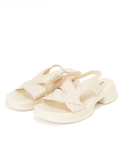 ◉未使用◉le♡babe レバーべ ラメ バックストラップサンダル Lace Ladies サンダル アシンメトリー バックストラップ 厚底