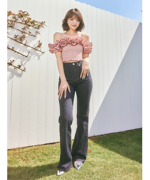 ♥️Darich ギンガムチェックオフショルトップス ブラック新品♥️ Darich ギンガムチェックオフショルトップス レディース