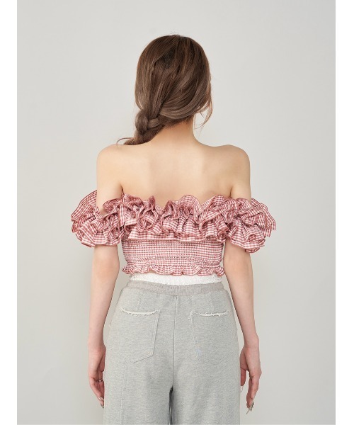 ♥️Darich ギンガムチェックオフショルトップス ブラック新品♥️ Darich ギンガムチェックオフショルトップス レディース