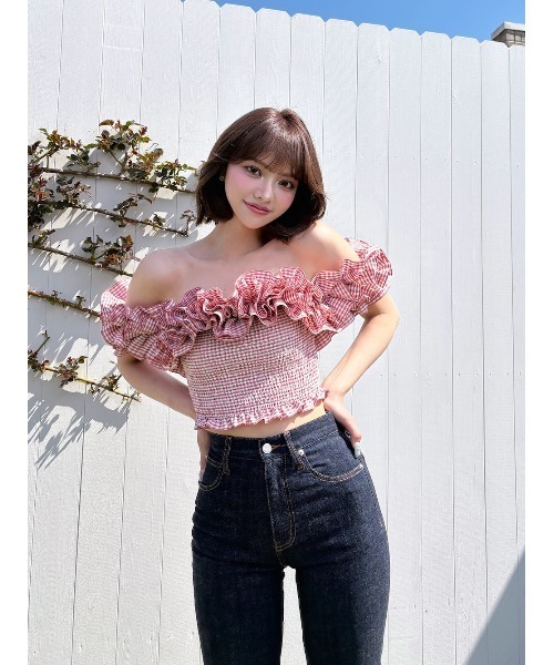 Darich ギンガムチェックオフショルトップス タグ付き 完売品 ギンガムチェックショートシャツ – Darich (ダーリッチ)