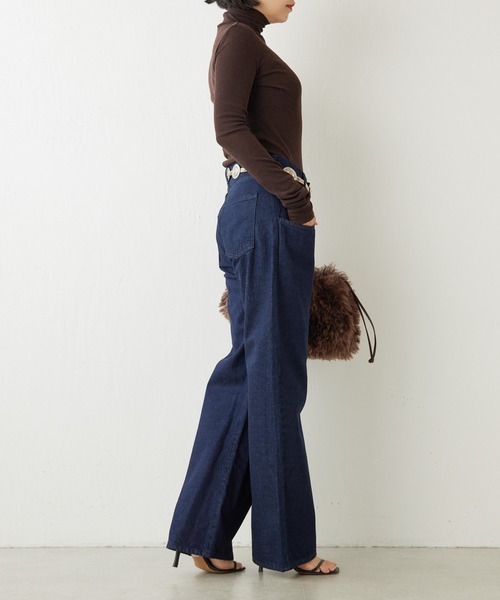 Whim Gazette デニムパンツ レディース 日本製 ワイド サイズ38 Whim Gazette パンツ デニム ジーンズ ポケットデニムパンツ2
