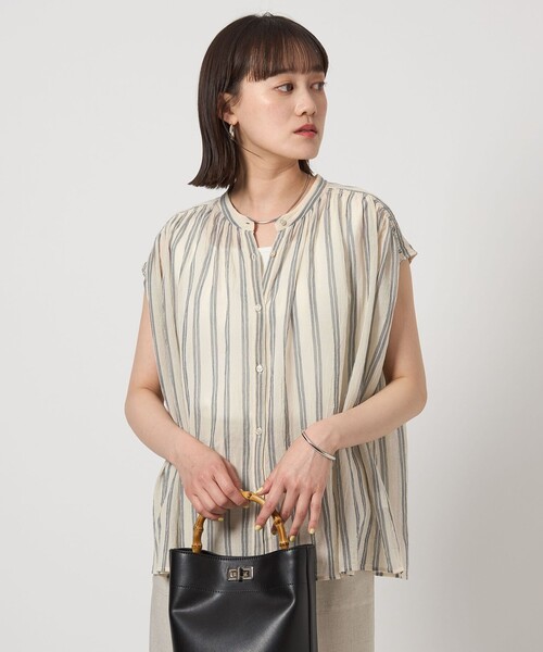 ブラウス シャツ 100/2 ハイツイスト ギャザー ブラウス レディース