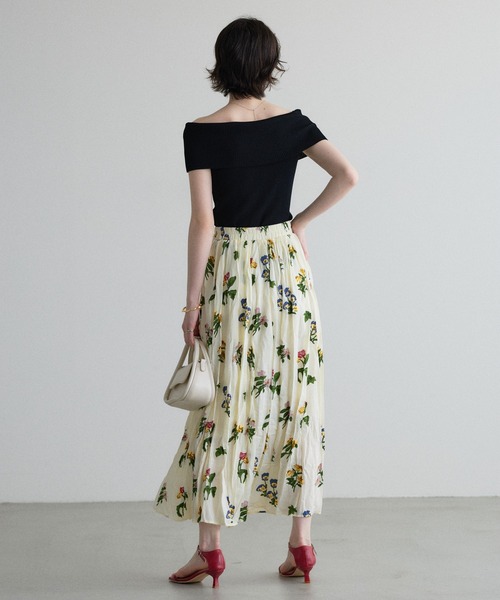 定価以下！タグ付新品　スモールフラワーワッシャースカート　メゾスペ セール】Small Floral Pattern Washer Process Skirt/スモール