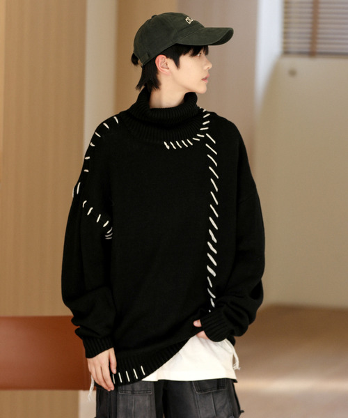 「neos」 タートルネックニット MEDIUM オフホワイト メンズ_画像2