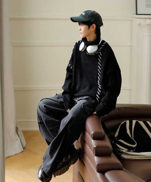 「neos」 タートルネックニット MEDIUM オフホワイト メンズ_画像3