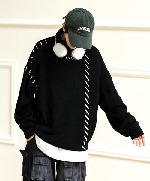 「neos」 タートルネックニット MEDIUM オフホワイト メンズ_画像6