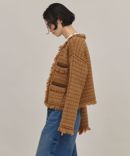 2024AW カレンソロジー ツイーディフリンジニットカーディガン Curensology(カレンソロジー)/ツイーディフリンジニットカーディガンを