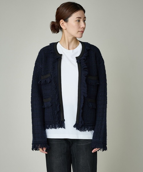 2024AW カレンソロジー ツイーディフリンジニットカーディガン Curensology(カレンソロジー)/ツイーディフリンジニットカーディガンを