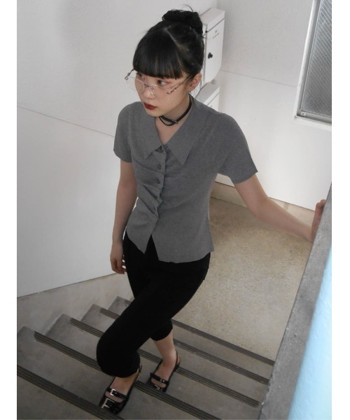 ニット セーター FRONT BUTTON KNIT TOPS フロントボタン ニット トップス サマーニット 夏服 半袖 レディース SLY ニット セーター FRONT BUTTON KNIT TOPS フロントボタン