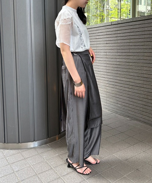 tシャツ 「＆g'aime」レース×シアーパネルT　Lace ＆ Sheer Panel Tee レディース &g'aime tシャツ 「＆g'aime」レース×シアーパネルT Lace