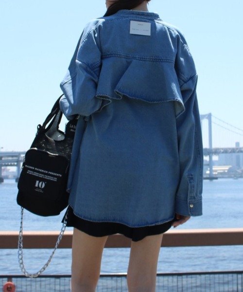 Herencia ヘレンチア バックフリルデニムシャツ デニムシャツ HERENCIA ヘレンチア 23春ご予約】 バックフリルdenimシャツ H421