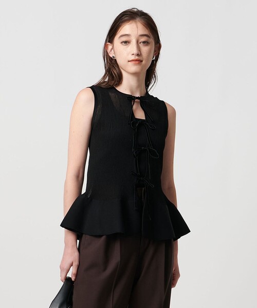 UNITED ARROWS ニット セーター シアー リボン 2WAY ベスト