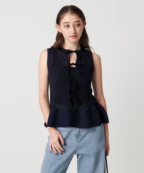 ユナイテッドアローズ　2WAYベスト UNITED ARROWS ニット セーター シアー リボン 2WAY ベスト