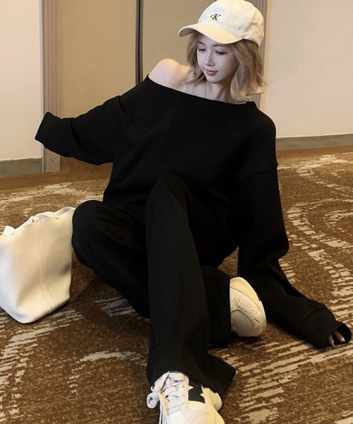 meJane（ミージェーン） セットアップ ワンショルダースウェット
