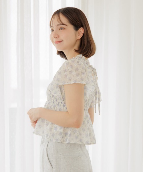 「flower」 半袖ブラウス FREE パープル レディース_画像3