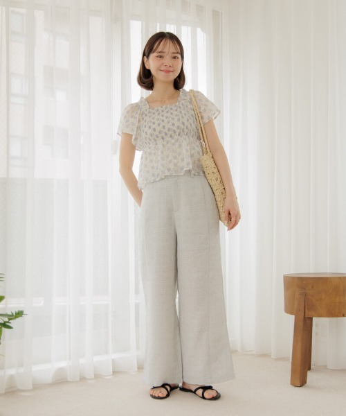 「flower」 半袖ブラウス FREE パープル レディース_画像5