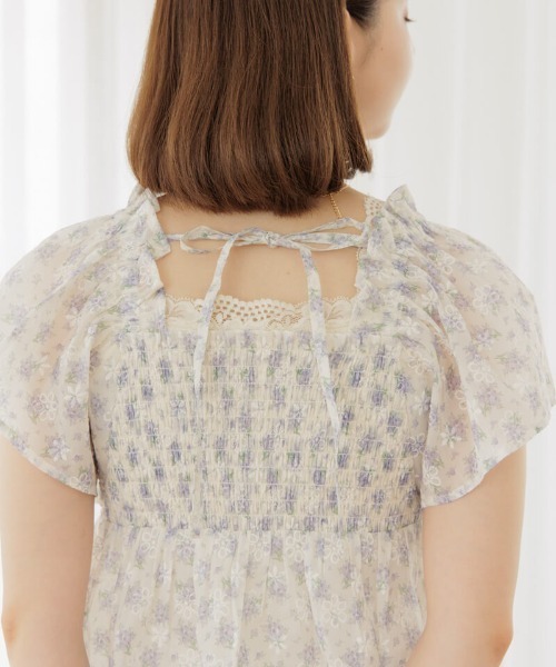 「flower」 半袖ブラウス FREE パープル レディース_画像9