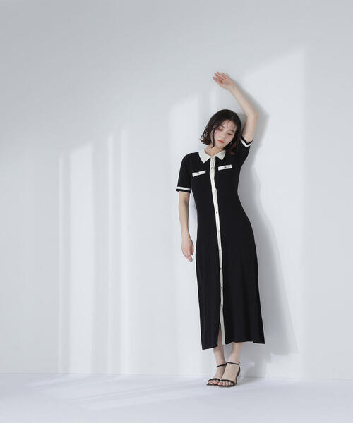「NATURAL BEAUTY BASIC」 半袖ワンピース MEDIUM ブラック系その他 レディース_画像4