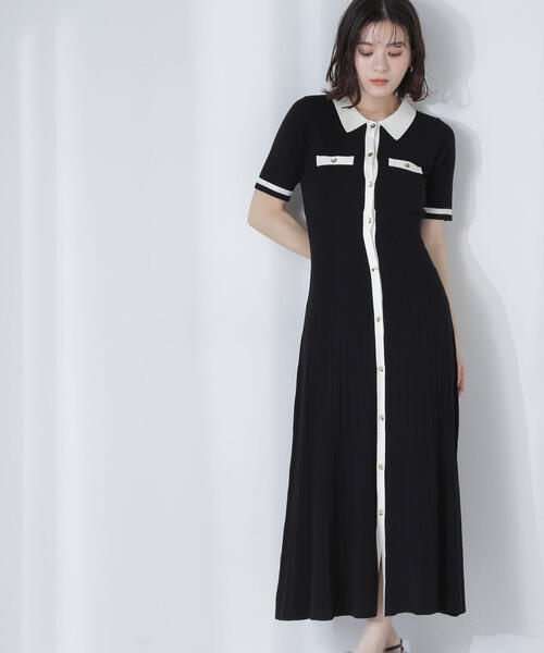 「NATURAL BEAUTY BASIC」 半袖ワンピース MEDIUM ブラック系その他 レディース_画像5