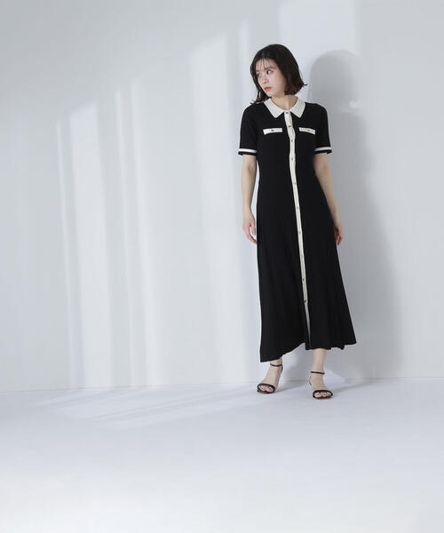 「NATURAL BEAUTY BASIC」 半袖ワンピース MEDIUM ブラック系その他 レディース_画像9