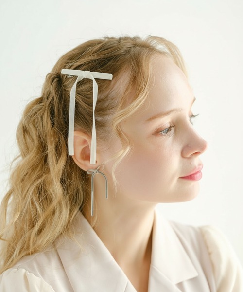 Lady Rora ヘアクリップ アトリエ 長めリボン ヘアクリップ 2個セット