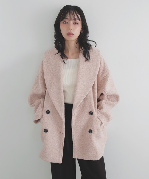 黒のショールカラー チェスターコート 日本製/イタリア素材/軽い】ショールカラーコート（チェスターコート