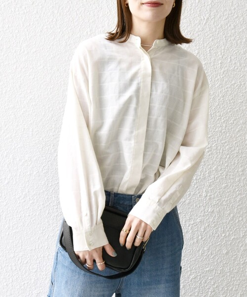 「SHIPS any」 半袖ブラウス ONE SIZE オフホワイト レディースの画像