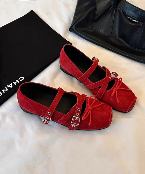 c.u.l シューズ メリージェーン リボン ダブルストラップ フラット