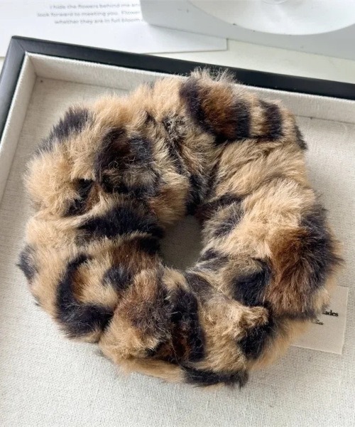 NO WAY シュシュ /レオパードモチーフカラーエコファーシュシュ/ヒョウ