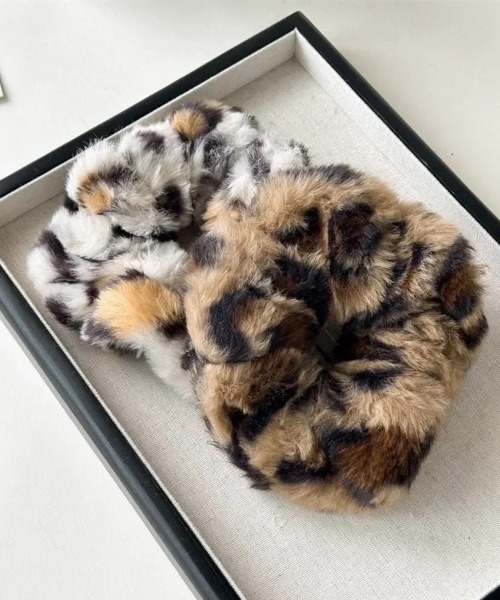 NO WAY シュシュ /レオパードモチーフカラーエコファーシュシュ/ヒョウ