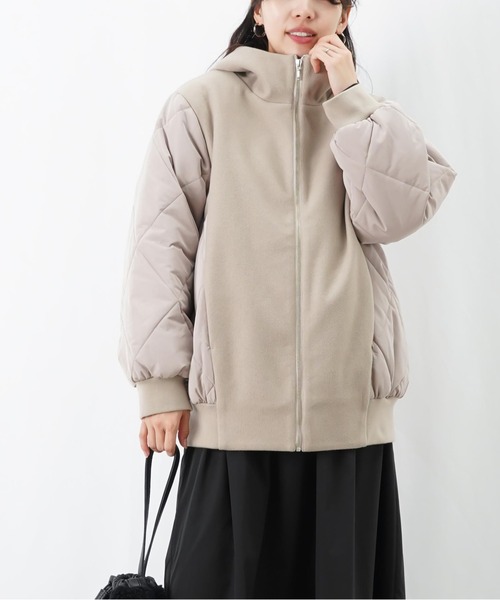 LUCA／異素材切り替え ダンボール×ナイロン 春ジャケット フード付きブルゾン LADY LUCK LUCA（レディラックルカ） ブルゾン アウター LC/LLL