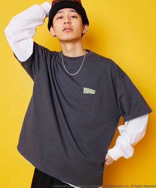 「PUBLUX」 半袖Tシャツ「BACK TO THE FUTUREコラボ」 MEDIUM サックスブルー メンズ_画像2